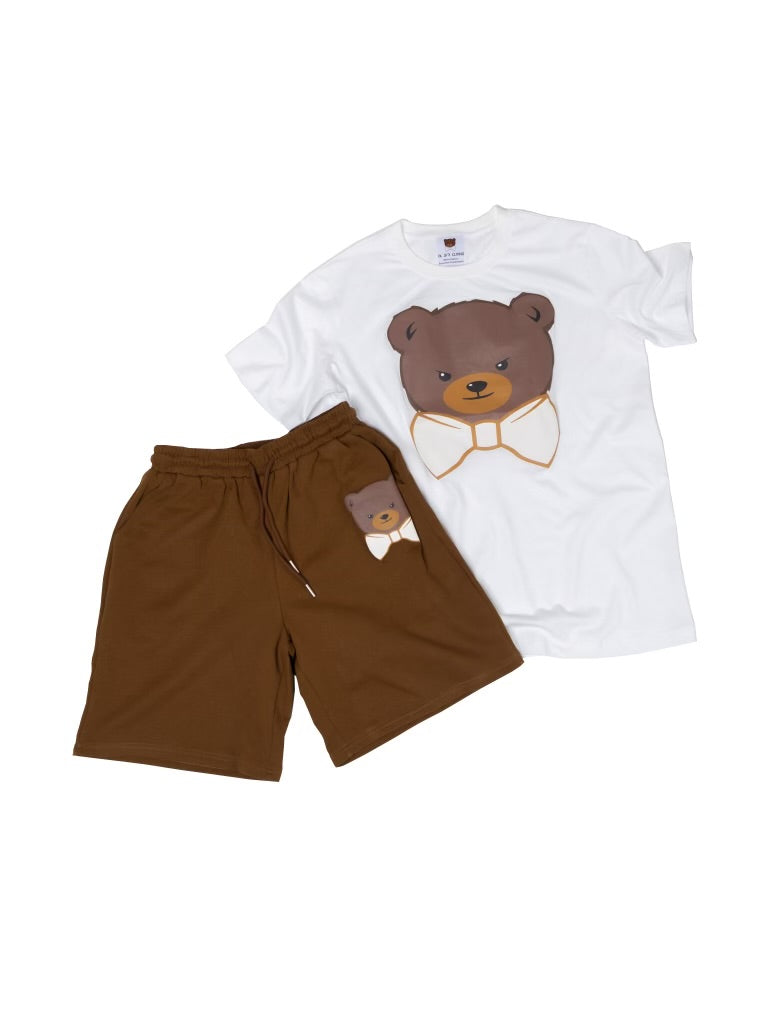 Ra Javar Clothing - Bear Set - 
75/25 cotton/polyester
Standard fit
Split-stitched double-needle sewing on all seams
Twill neck tape
1x1 ribbing at cuffs &amp; waistband
 - rajavarclothing